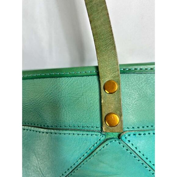 Old Trend Aqua Leather Pattern Prism Tote Bag Purse - Picture 10 of 16